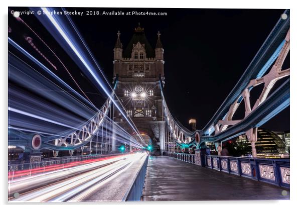Tower Bridge Light-speed #1 Acrylic by Stephen Stookey
