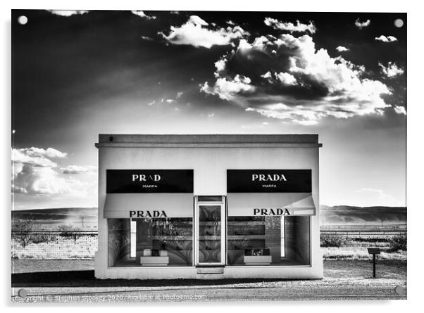 Prada Marfa - Black and White Acrylic by Stephen Stookey