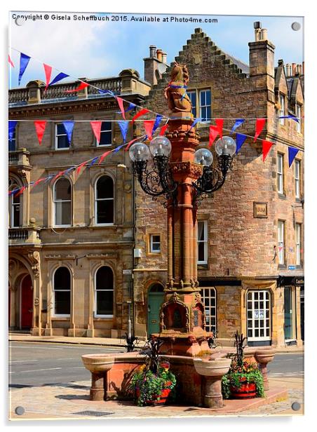  Jedburgh Town Centre Acrylic by Gisela Scheffbuch