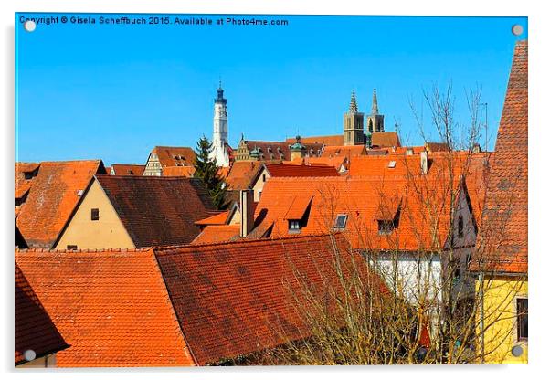  Above the Roofs of Rothenburg Acrylic by Gisela Scheffbuch
