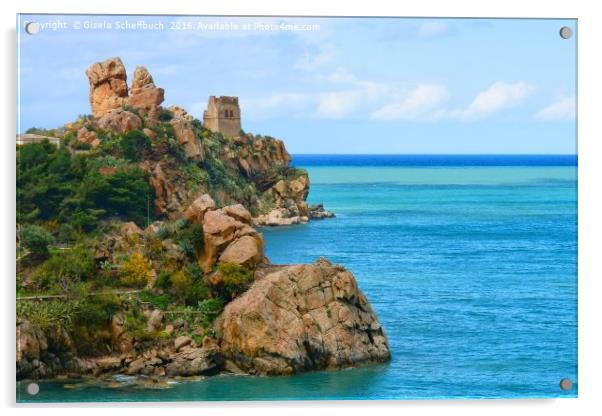 Caldura Bay on Sicily Acrylic by Gisela Scheffbuch