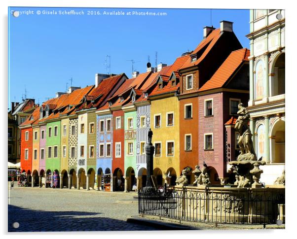Historic Merchant Houses in Poznań Acrylic by Gisela Scheffbuch