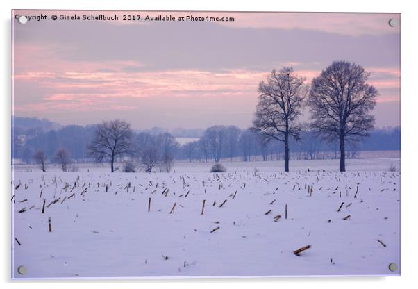 Winter Evening Acrylic by Gisela Scheffbuch