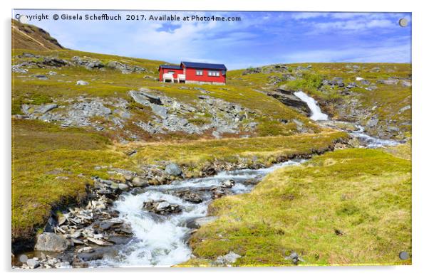 Norwegian Scenery on Porsangerfjord Acrylic by Gisela Scheffbuch