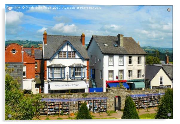 The Book Town Hay-on-Wye Acrylic by Gisela Scheffbuch