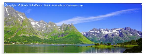 Amazing Scenery at Austnesfjorden                  Acrylic by Gisela Scheffbuch