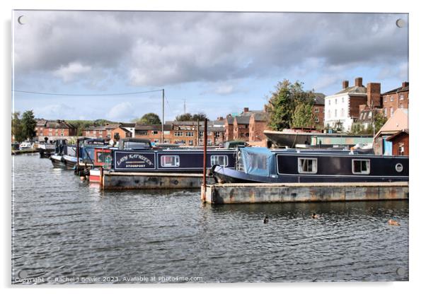 Narrowboats at Stourport-on-Severn Acrylic by RJ Bowler