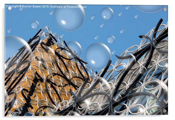 Birmingham Library with Bubbles Acrylic by Rachel J Bowler