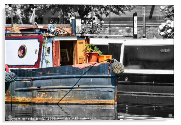 Colorful Narrowboats in Birmingham Acrylic by RJ Bowler