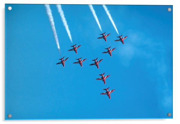 Red arrows airshow formation Acrylic by Matthias Hauser
