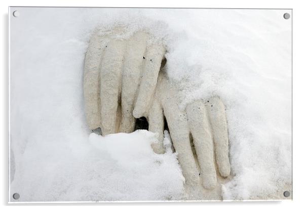 Cold and peaceful snow hands Acrylic by Matthias Hauser