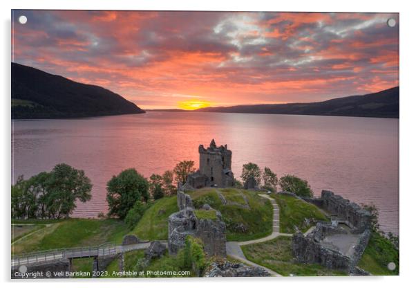 Urquhart Castle and Loch Ness Acrylic by Veli Bariskan