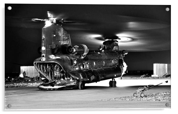 Ch47 Aircraft Chinook Helicopter Night Ops Acrylic by Heather Wise