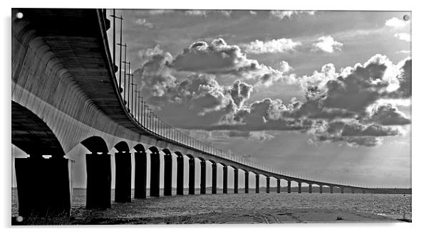 Pont Ile de Ré, France Acrylic by Peter Bundgaard Kris