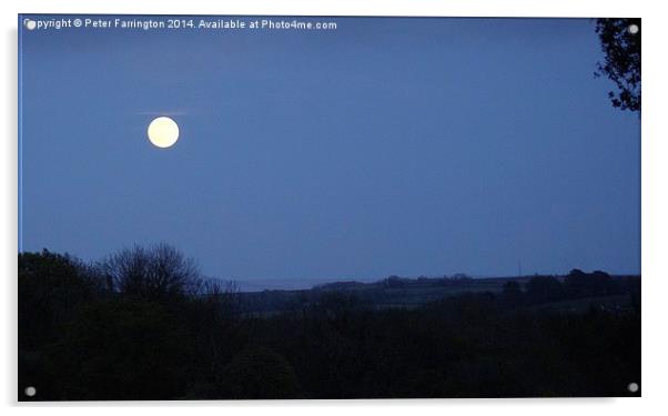 Moon Above The Devonshire Countryside Acrylic by Peter Farrington