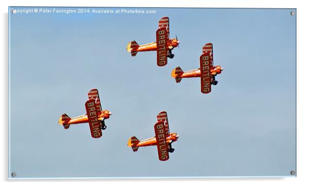  The Breitling Wing Walking Display Team High Over Acrylic by Peter Farrington