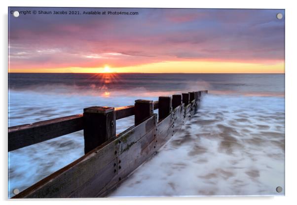 Swanage beach sunrise  Acrylic by Shaun Jacobs