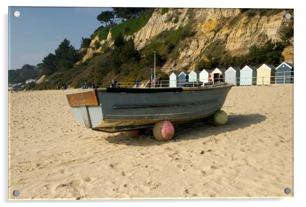 Fishing boat on Bournemouth beach Acrylic by Shaun Jacobs