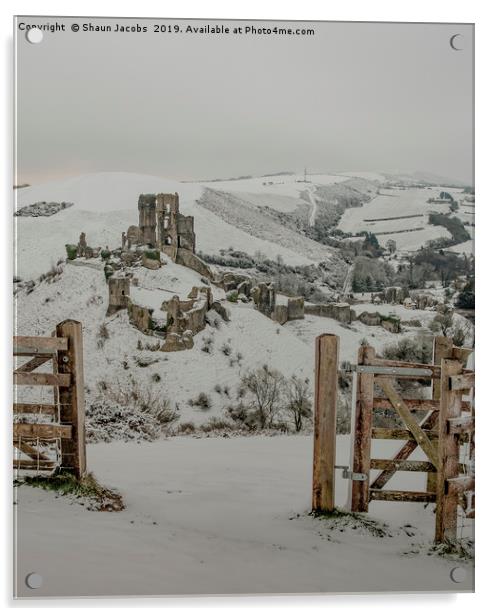 Winters gateway to Corfe Castle  Acrylic by Shaun Jacobs
