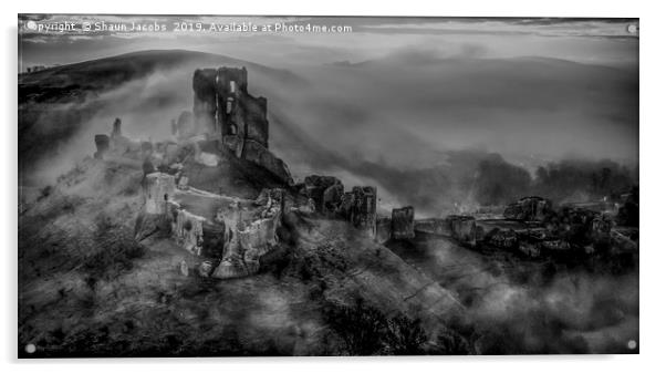 Corfe Castle moody morning  Acrylic by Shaun Jacobs