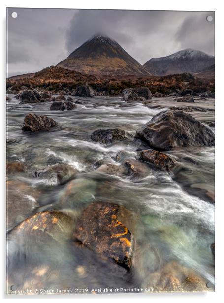 Sligachan river Isle of Skye  Acrylic by Shaun Jacobs