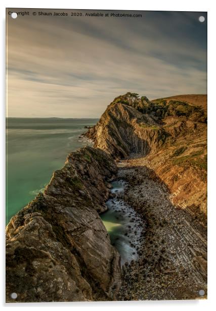 Sunset over Stair Hole In Lulworth Dorset  Acrylic by Shaun Jacobs