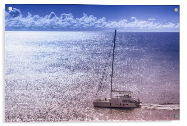 Caribbean Yacht off Grenada Acrylic by keith hannant