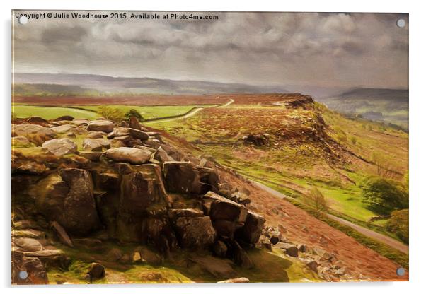Curbar Edge and view towards Baslow Edge Acrylic by Julie Woodhouse
