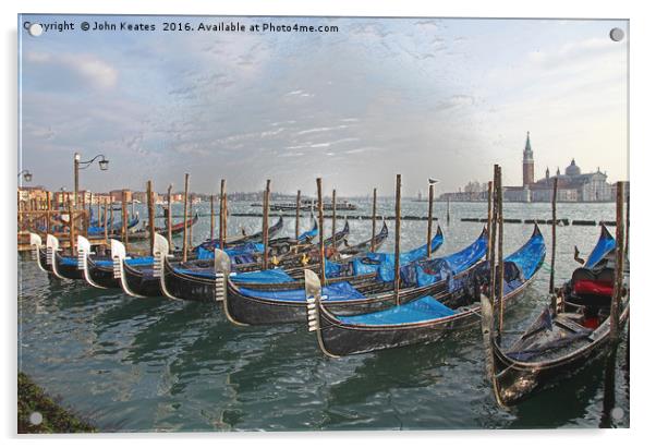Gondolas at Venice Acrylic by John Keates