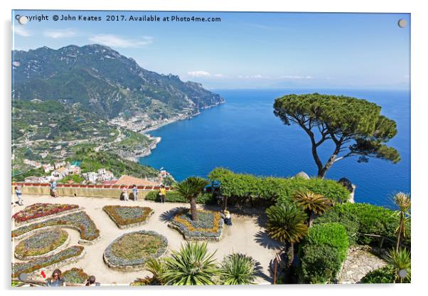 A view of the Amalfi Coast from the formal gardens Acrylic by John Keates