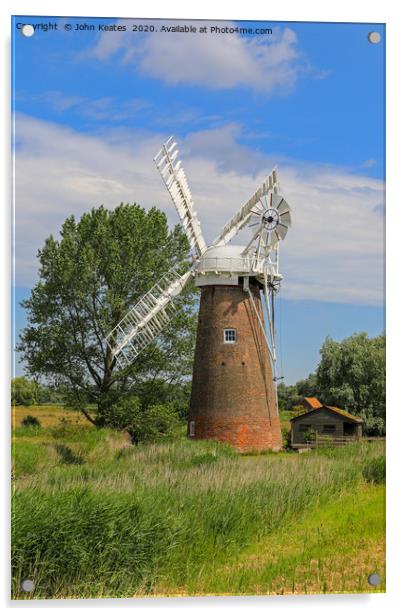 Hardley Drainage windmill, Norfolk Broads, Norfolk Acrylic by John Keates