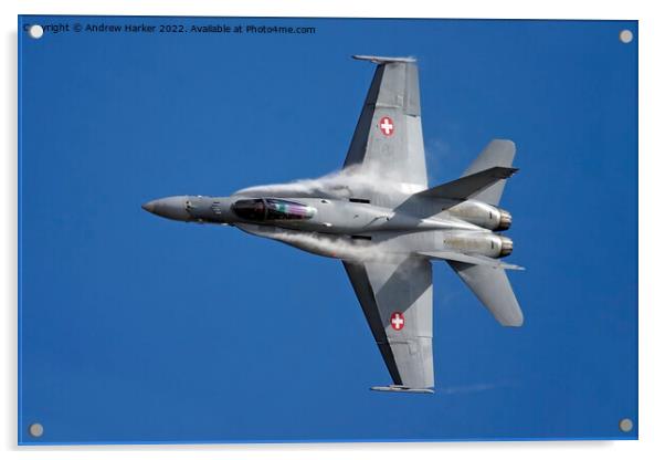 Swiss Air Force McDonnell Douglas FA18 Hornet Acrylic by Andrew Harker
