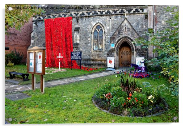 Warminster Town Hand-Knitted Poppies Acrylic by Andrew Harker