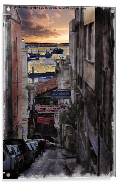  City Street Istanbul Acrylic by sylvia scotting