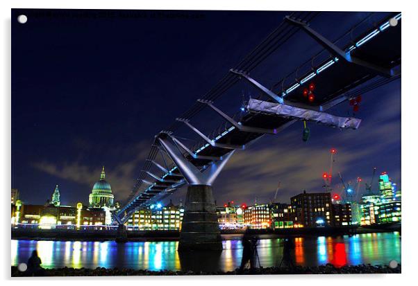  Millennium Bridge London Acrylic by sylvia scotting