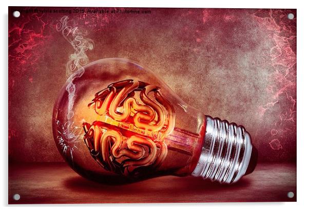  Brain in a Light bulb  Acrylic by sylvia scotting