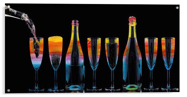 Happy New Year toast with champagne  Acrylic by sylvia scotting