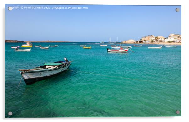Boats in Boa Vista Cape Verde Acrylic by Pearl Bucknall