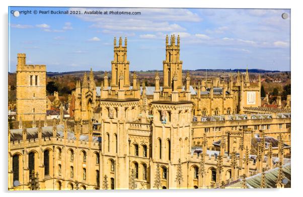 Oxford Spires Cityscape Acrylic by Pearl Bucknall