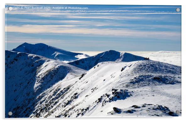 Carneddau to Snowdon in Winter Acrylic by Pearl Bucknall