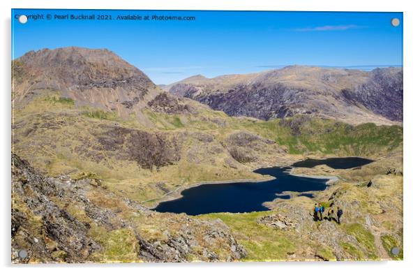 Llyn Llydaw in Snowdon Horseshoe Snowdonia Wales Acrylic by Pearl Bucknall