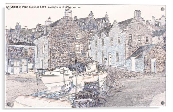 By the Harbour in Crail Village Fife Scotland Acrylic by Pearl Bucknall