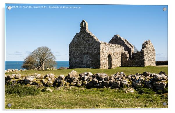 Lligwy Chapel Moelfre Anglesey Wales Acrylic by Pearl Bucknall