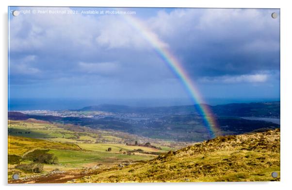 Rainbow Over Conwy Valley Landscape in Wales Acrylic by Pearl Bucknall
