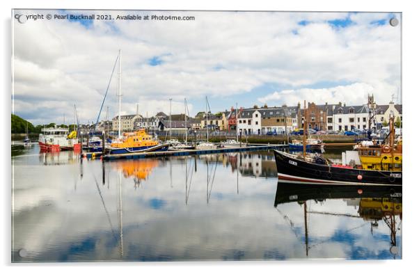 Stornoway Harbour Reflections Isle of Lewis  Acrylic by Pearl Bucknall