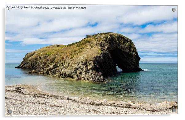 Ynys y Fydlyn Rock Island Anglesey Wales Acrylic by Pearl Bucknall