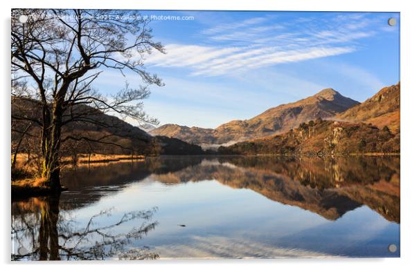 Reflections in Llyn Gwynant Lake Snowdonia Wales Acrylic by Pearl Bucknall