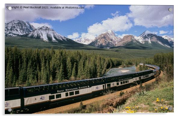 Rocky Mountaineer Train Canada Acrylic by Pearl Bucknall