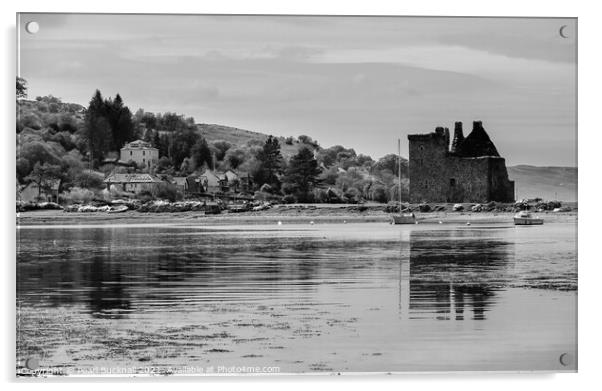 Loch Ranza Isle of Arran Scotland Black and White Acrylic by Pearl Bucknall