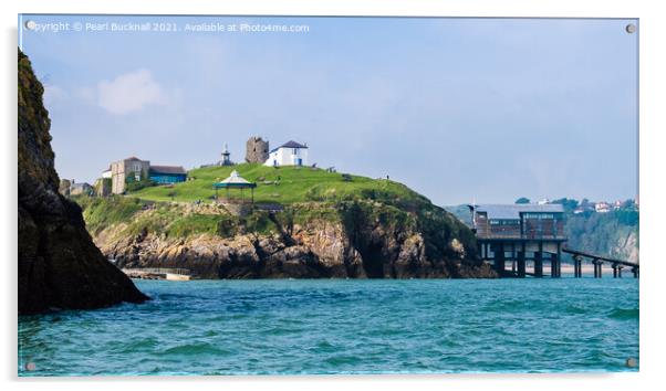 Castle Hill Tenby Pembrokeshire Wales Acrylic by Pearl Bucknall